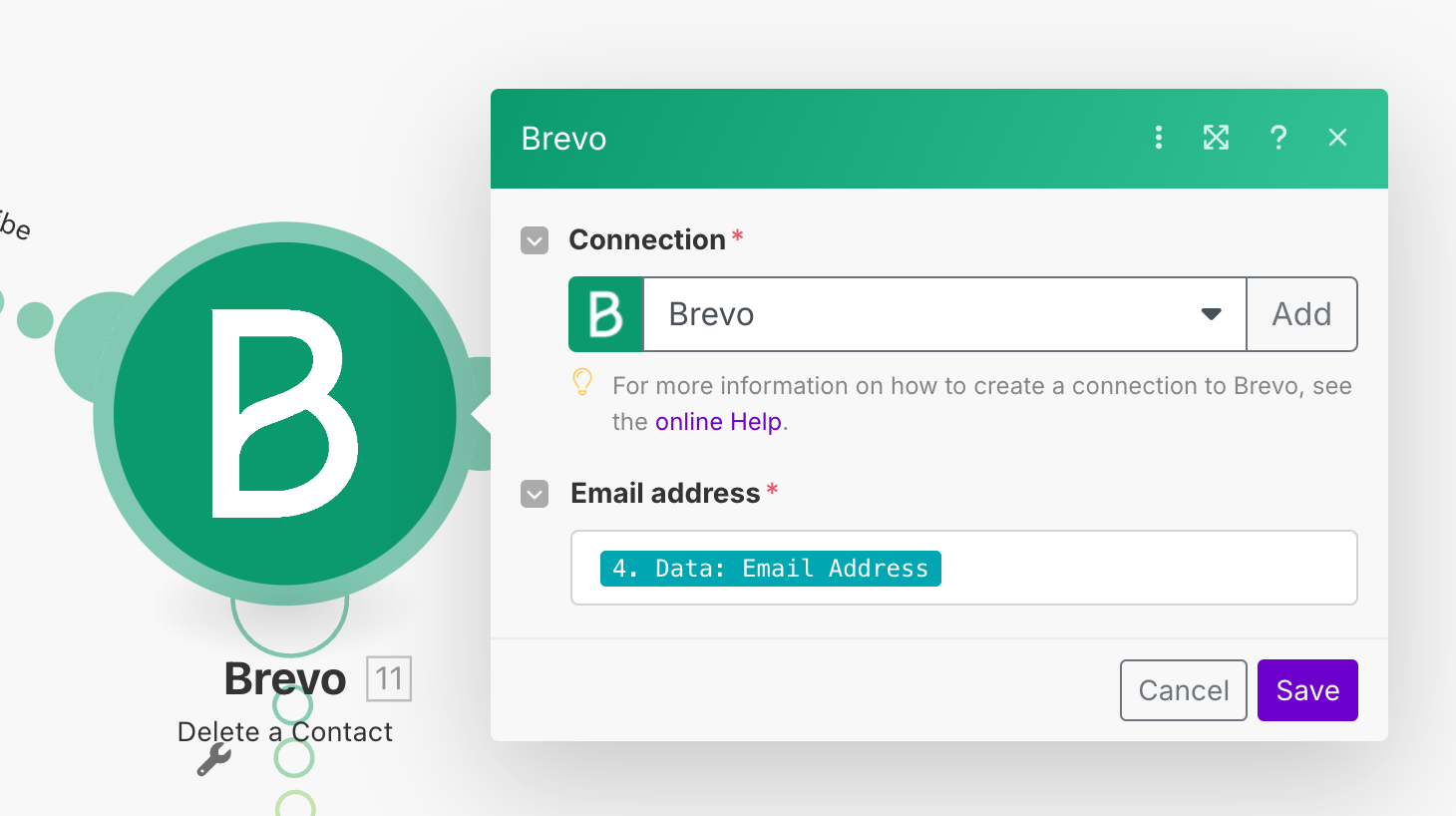 Screenshot - Configure Brevo Connection